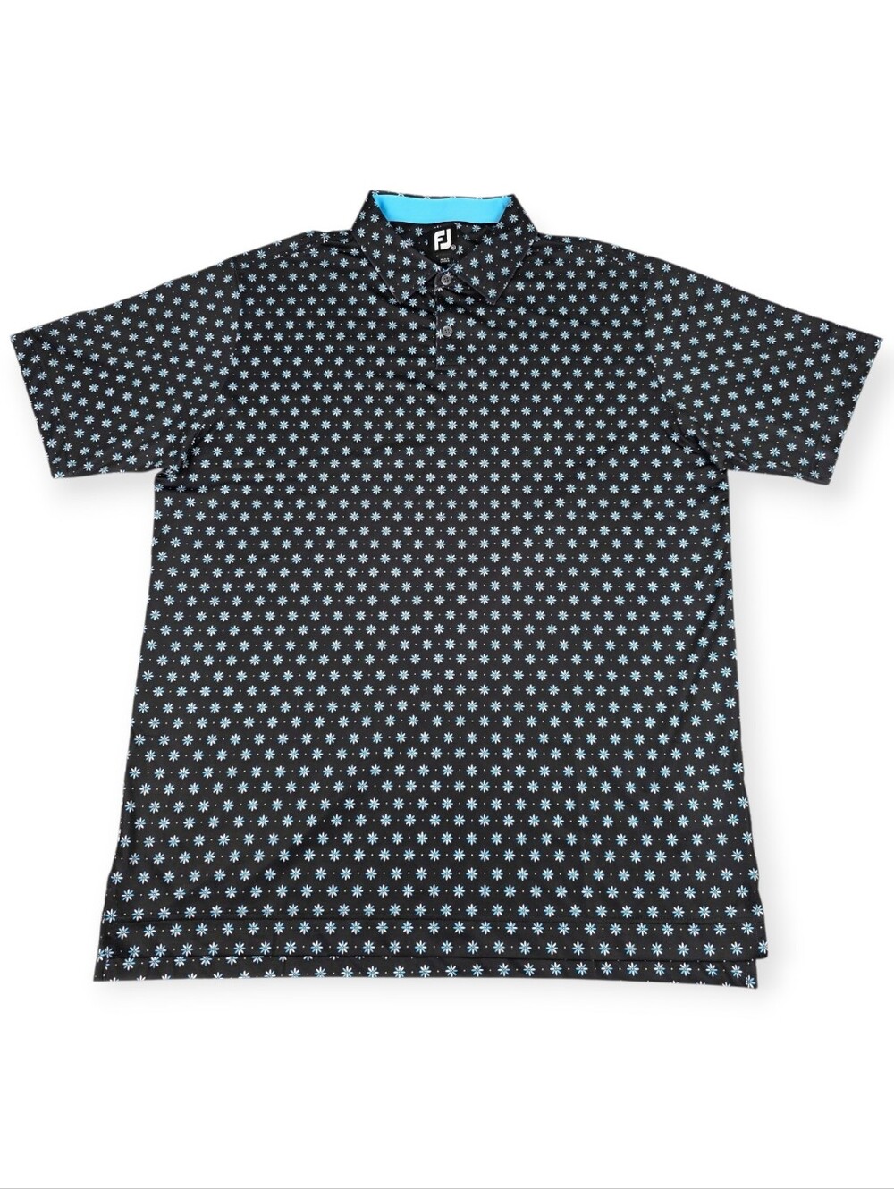 Footjoy FJ Flower Foulard Lisle Golf Polo Performance Short Men's XL Black EUC